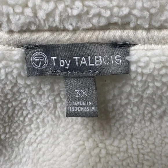 T by Talbots Women's 3X Creamy Fleece Jacket Full Zip Mock Neck Cozy Comfy - Picture 3 of 10